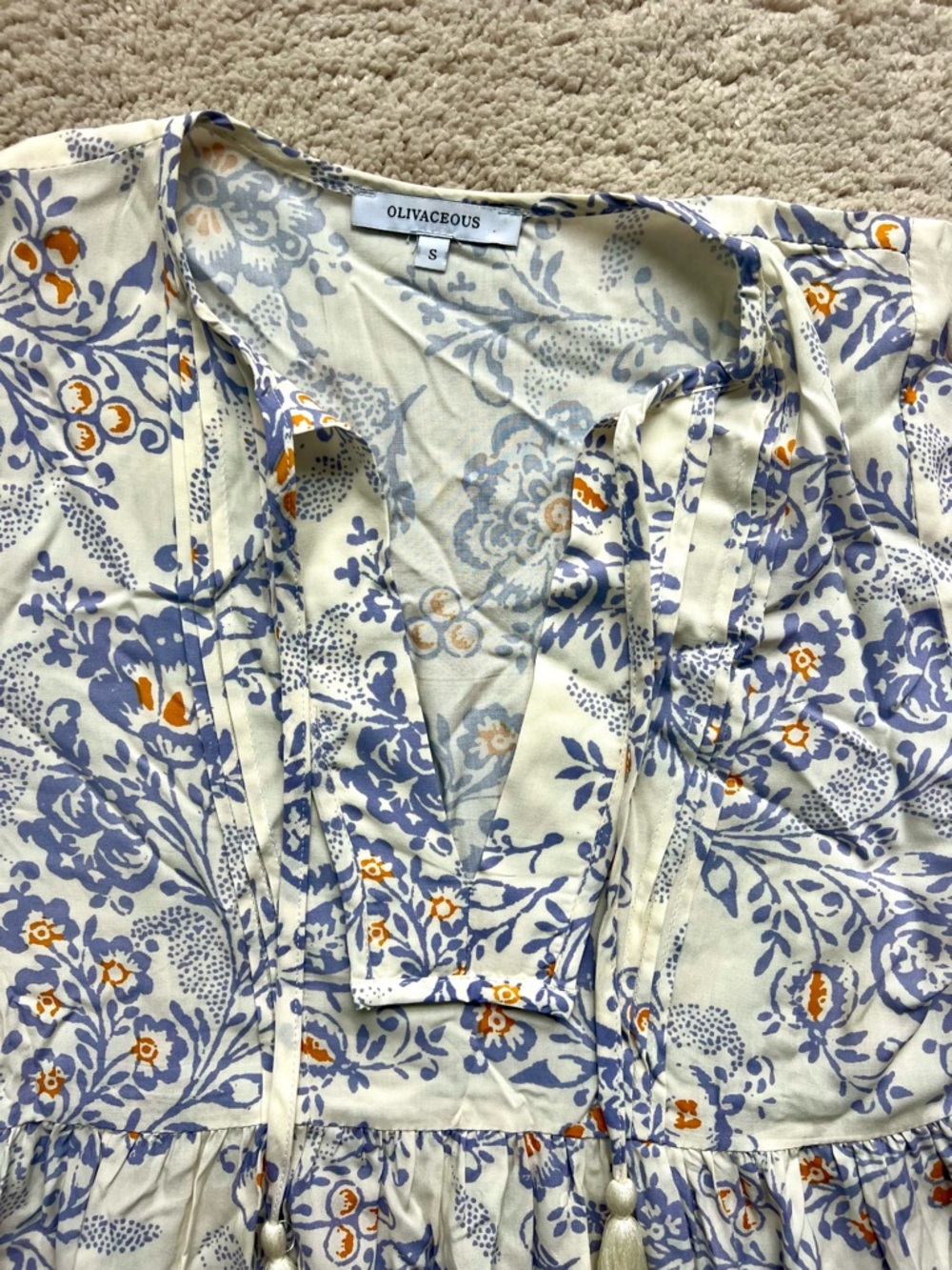 Olivaceous Cream Midi Dress with Floral Print - Picture 3 of 3